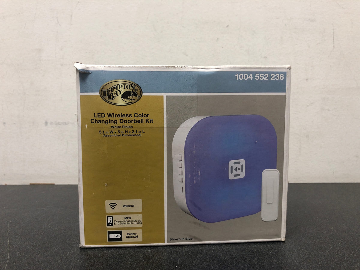Hampton bay HB-7310-03 Wireless LED Illuminated Battery Operated Doorbell Kit with Wireless Push Button, White