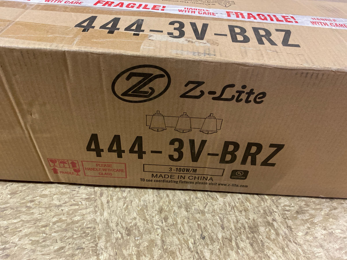 Z-Lite 444-3V-BRZ Mariner 24" Wide Bathroom Light with Seedy Glass - Bronze