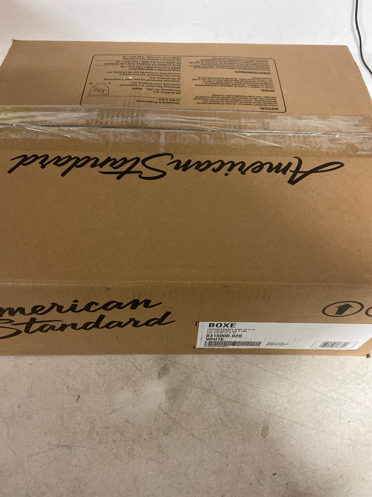 American Standard 0315000.020 Boxe Undermount Bathroom Sink - White