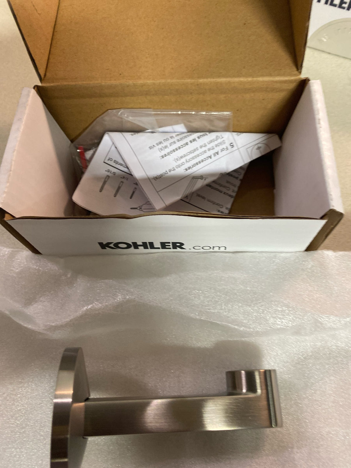 Kohler 78378-BN Components J-Hook Robe/Towel Hook in Vibrant Brushed Nickel