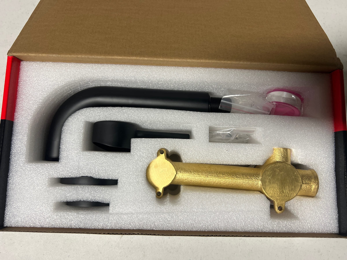 Sumerain S2149DI-SR-HD Modern Single Handle Wall Mount Roman Tub Faucet with Ceramic Disc Valve in Matte Black