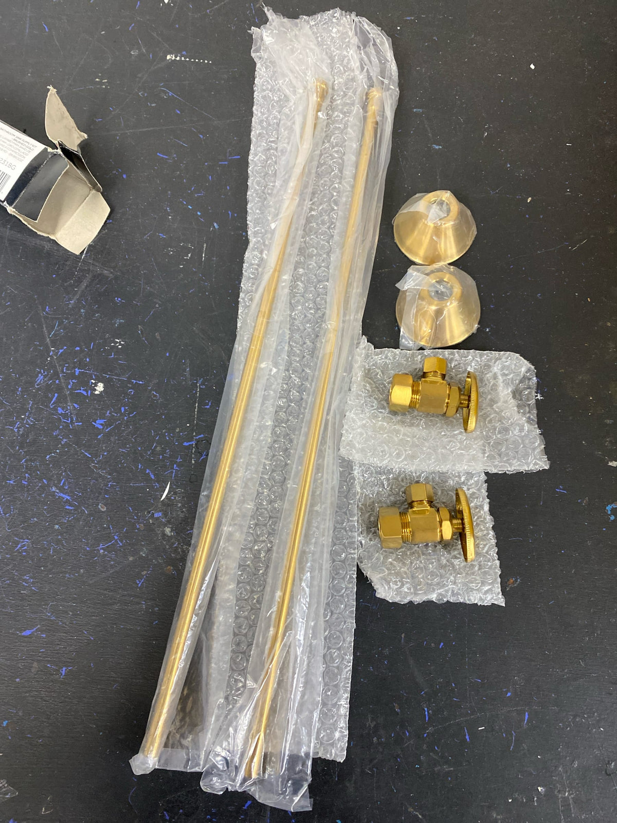 Signature Hardware 477102 Bathroom Supply Kit with 5/8" OD X 3/8" OD Angle Stop - Brushed Gold