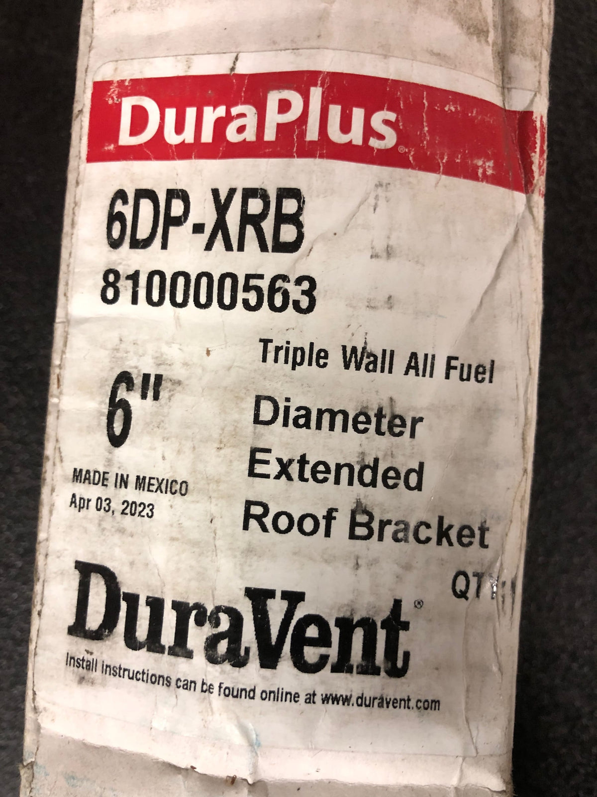 DuraVent 6DP-XRB 6" Inner Diameter - DuraPlus Class A Chimney Pipe - Triple Wall - Strap/Bracket - Galvanized
