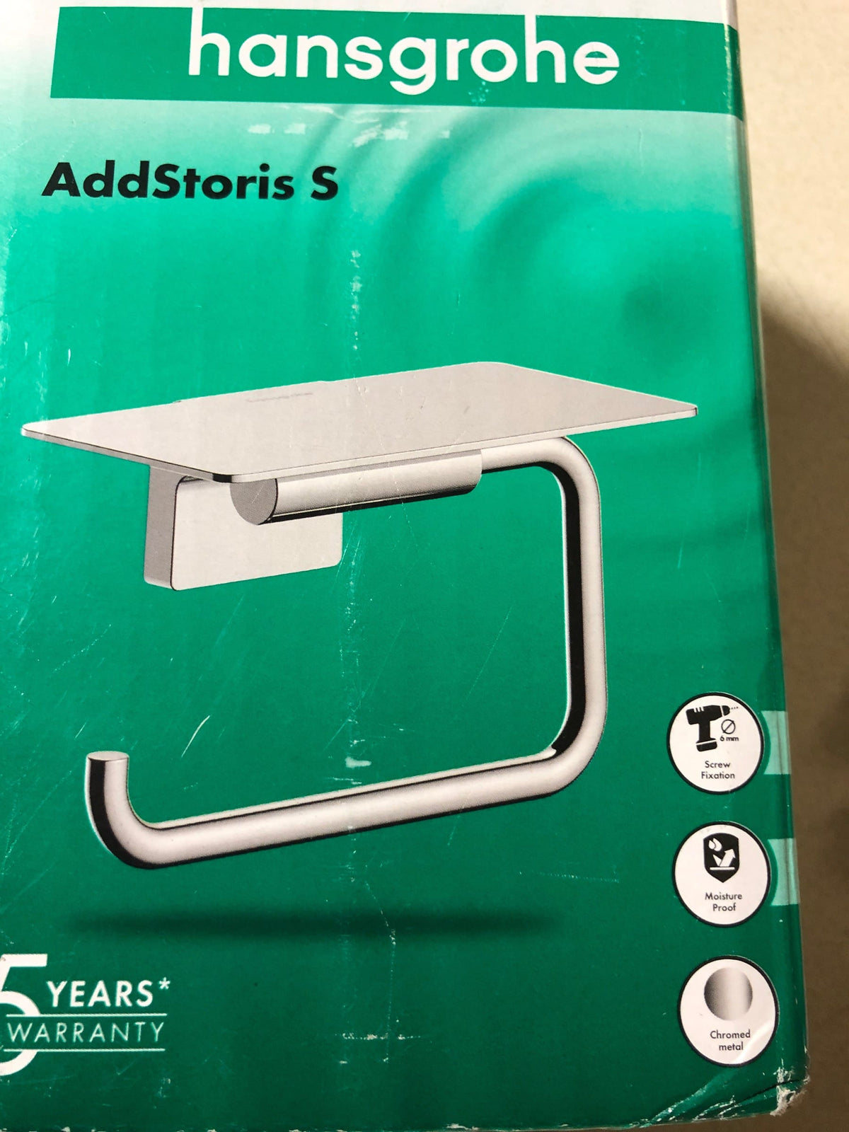 Hansgrohe 41789000 AddStoris S 5.5" Wall Mounted Toilet Paper Holder with Shelf - Chrome