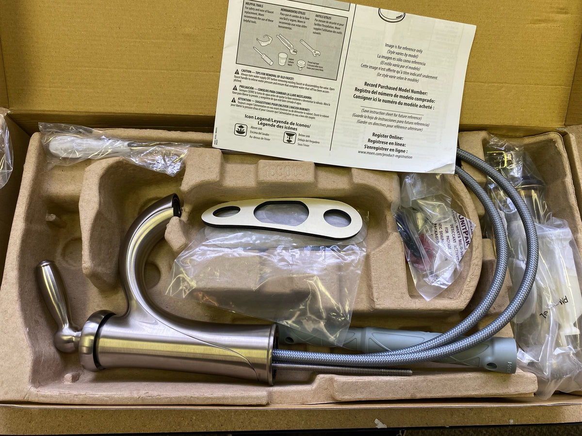 Moen 6600BN Brantford Single-Handle Single-Hole High-Arc Bathroom Faucet in Brushed Nickel