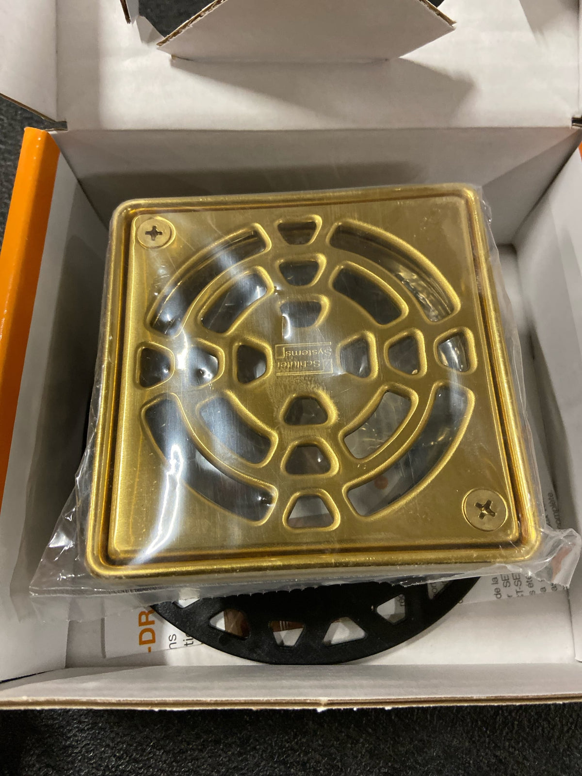 Schluter Systems KD4GRKEVG Kerdi-Drain 4" Grate Kit - Contour - Flange Kit Sold Separately - Vintage Gold