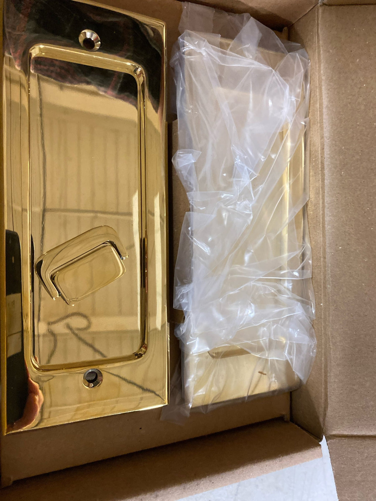 Emtek 2115US3NL134 Modern Rectangular 7-1/4 Inch Privacy Mortise Pocket Door Lock for 1-3/4" Thick Doors - Unlacquered Brass