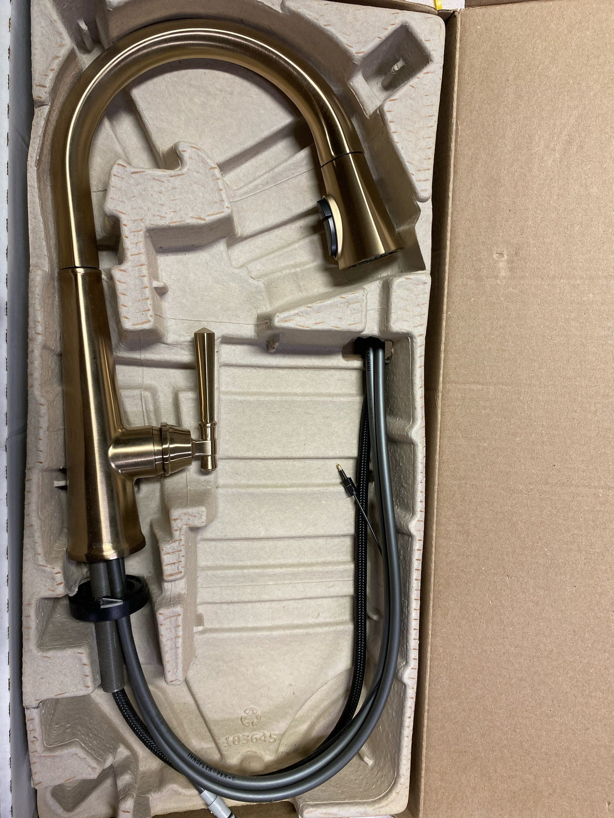 Delta 9182TL-CZ-PR-DST Emmeline Gold Touch/Touchless Champagne Bronze 17.06 in. H Pull Down Sprayer Kitchen Faucet with 360° Spout Swivel