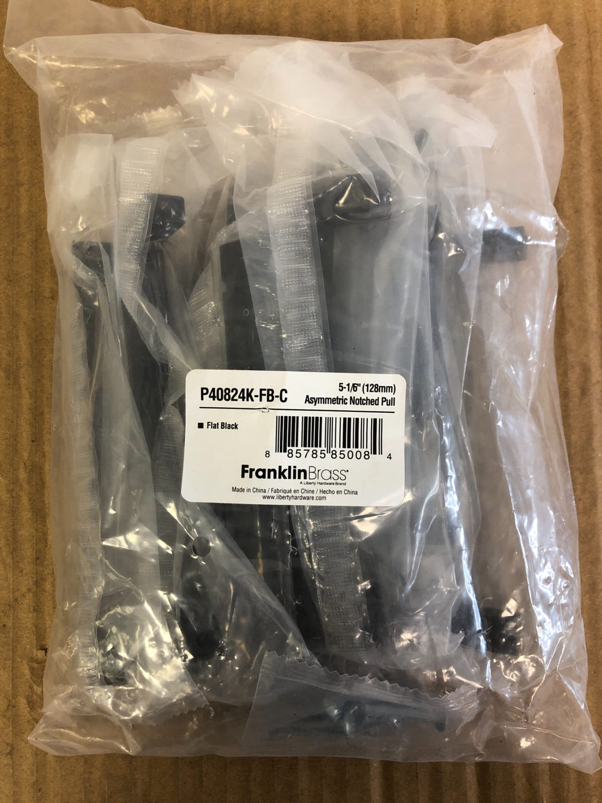 Franklin Brass Asymmetric Notched 5-1/16 Inch Center to Center Handle Cabinet Pull - Pack of 10 - Matte Black