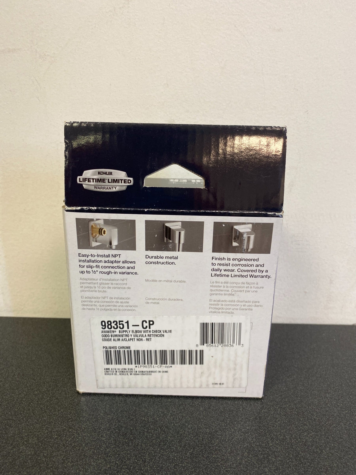 Kohler Awaken Wall-Mount Supply Elbow in Polished Chrome