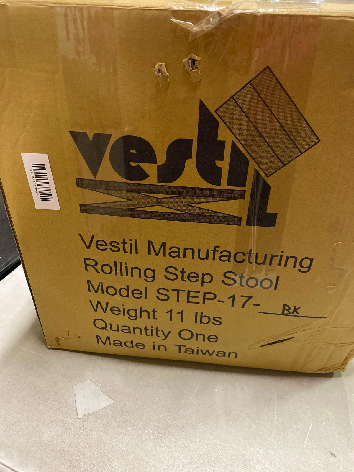 Vestil STEP-17-BK Steel Rolling Step Stool 17 In. Top Step Height 500 Lb. Capacity Black