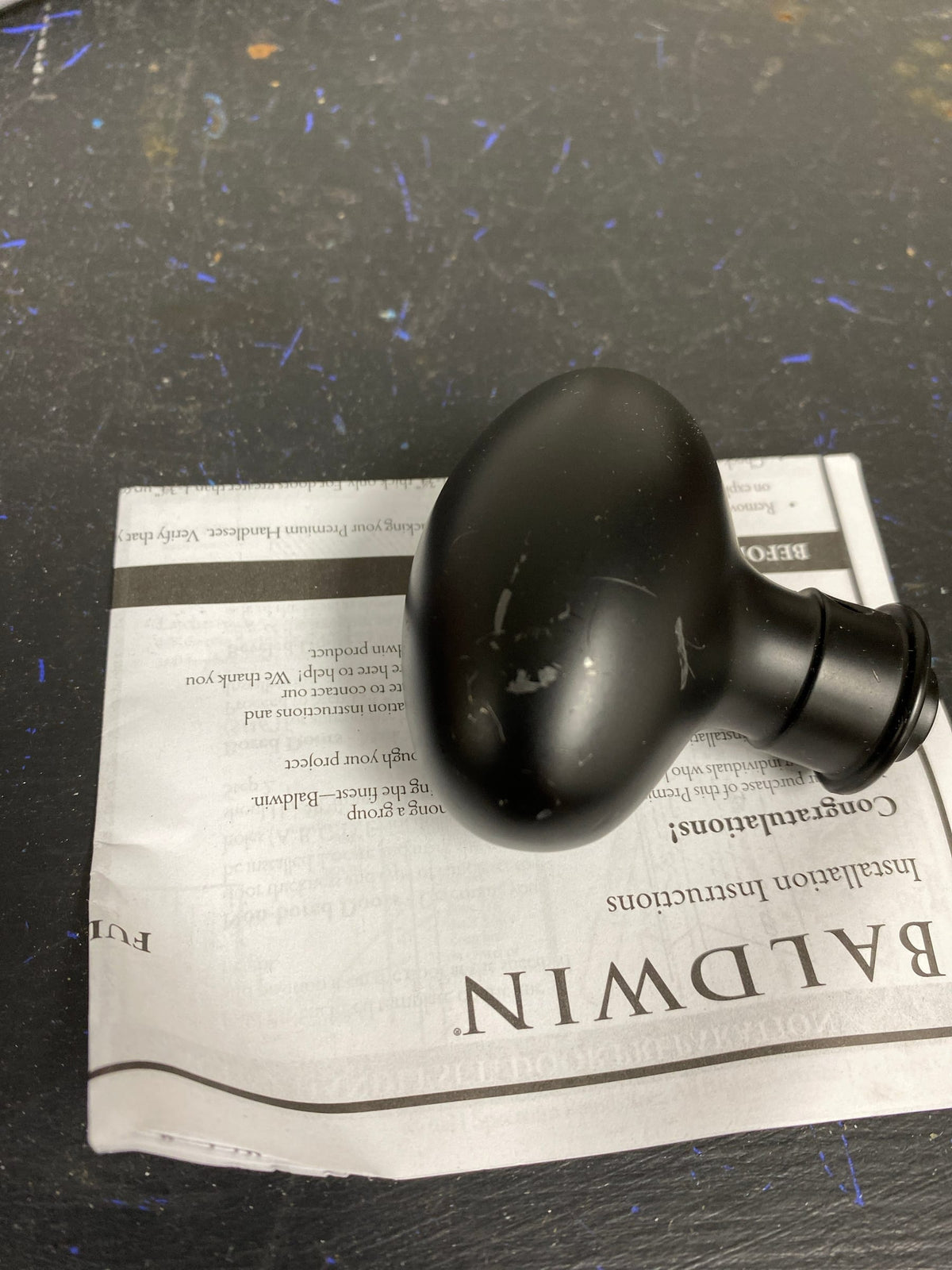 Baldwin 85360190ENTR Blakely One Piece Single Cylinder Keyed Entry Handleset with 5025 Interior Knob from the Estate Collection - Satin Black