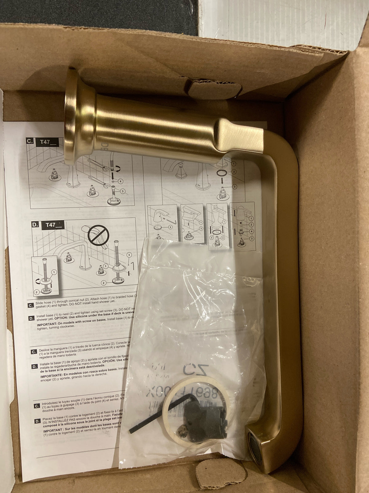 Delta T2789-CZ-PR-LHP Tetra Tub Deck Mounted Roman Tub Filler - Less Handles and Rough In - Lumicoat Champagne Bronze