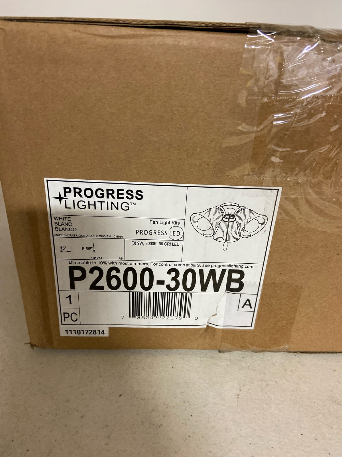 Progress Lighting P2600-30WB 3 Light 15" Wide Integrated LED Ceiling Fan Light Kit - 3000K - White