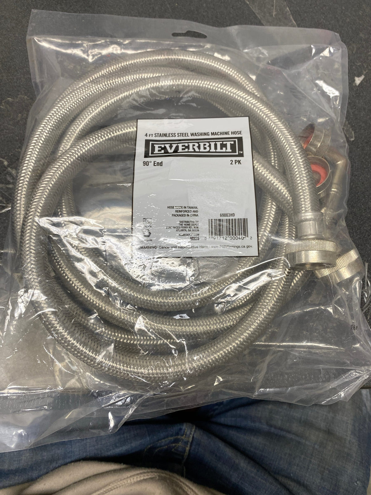 Everbilt 69003HD 4 ft. Polymer Coated Stainless Steel Washing Machine Connector (2-Pack)