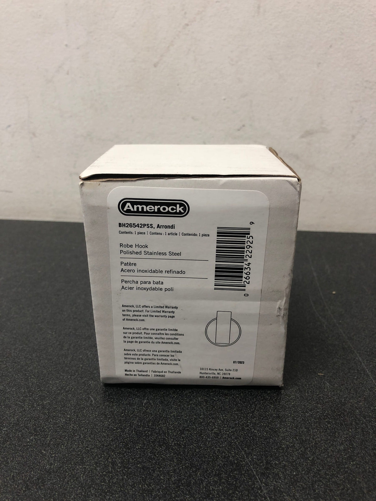 Amerock BH26542PSS Arrondi Single Hook Robe Hook - Polished Stainless Steel