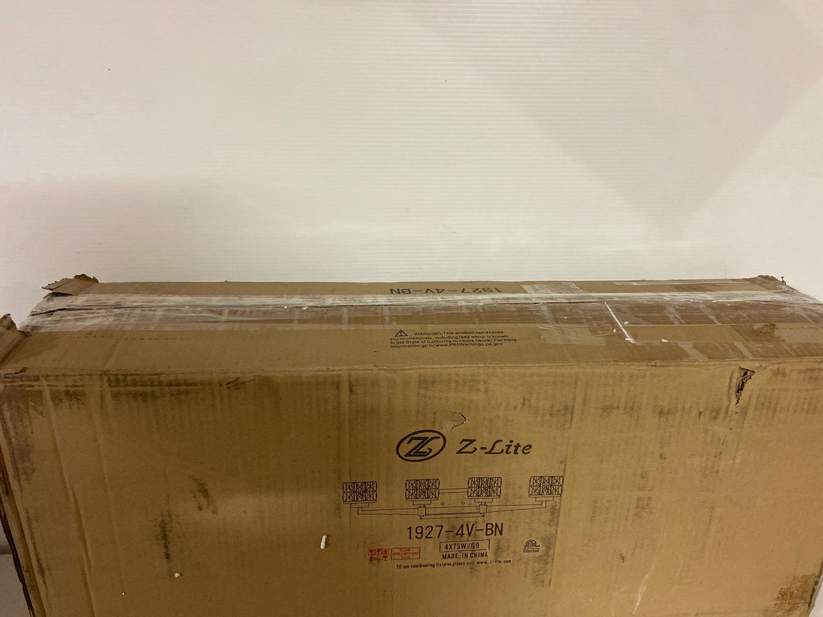 Z-Lite 1927-4V-BN Rubicon 4 Light 30" Wide Vanity Light with Textured Glass Shades - Brushed Nickel