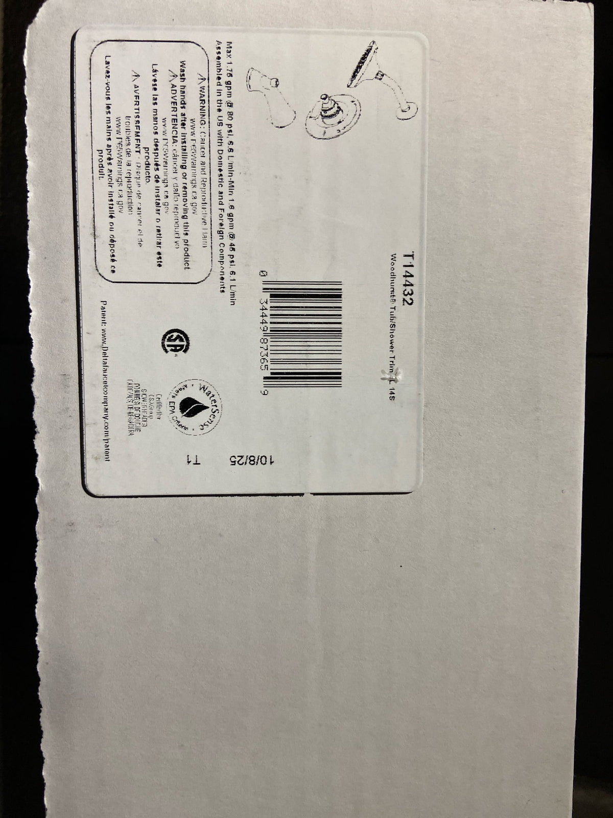 Delta T14432 Woodhurst Tub and Shower Trim Package with 1.75 GPM Single Function Shower Head - Chrome