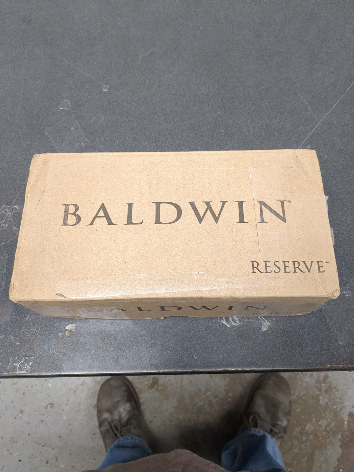 Baldwin PVTUBCFR044 Tube Privacy Door Lever Set with 5 Inch Rectangle Rose from the Reserve Collection - Satin Brass