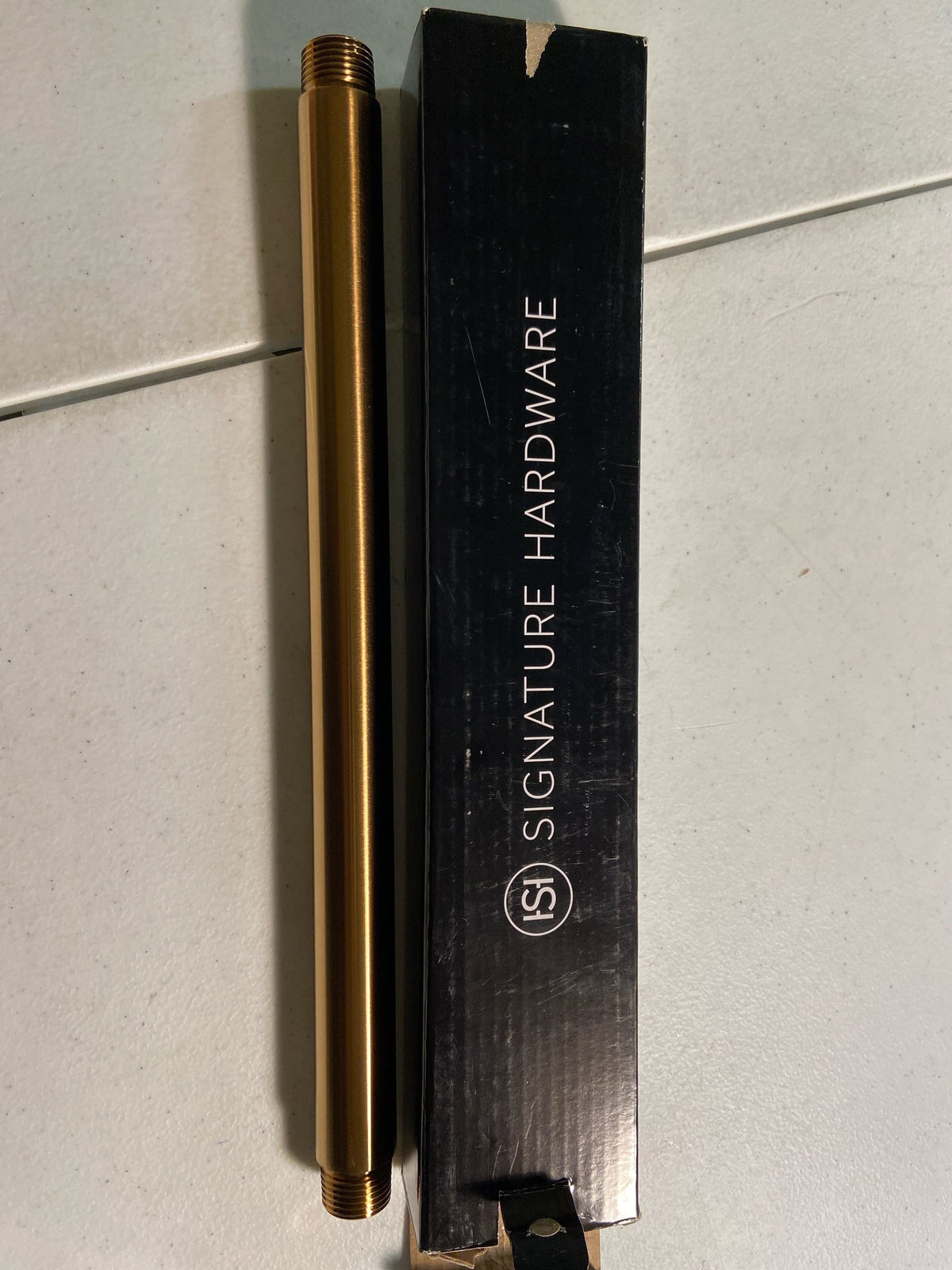 Signature Hardware 476533 12" Round Ceiling-Mount Shower Arm - Brushed Gold