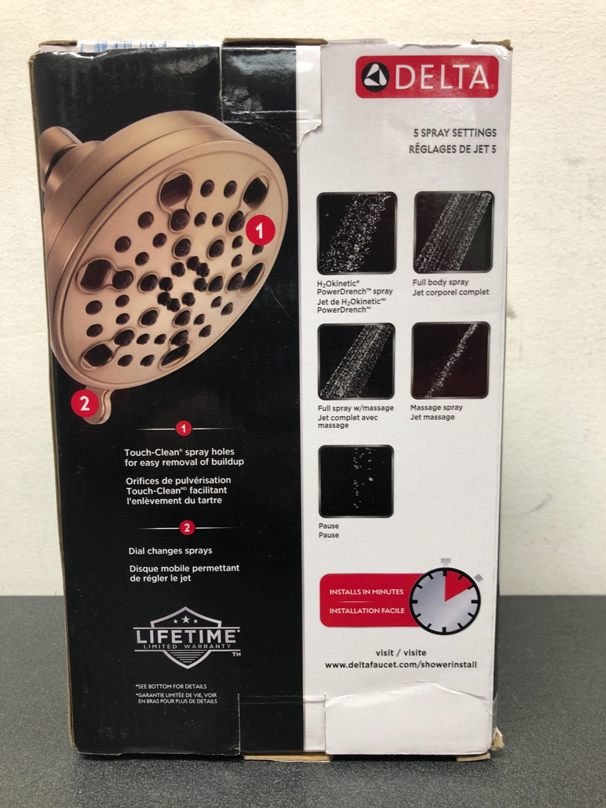 Delta 52638-CZ18-PK Universal Showering 1.75 GPM Multi Function Shower Head with H2Okinetic Technology - Champagne Bronze