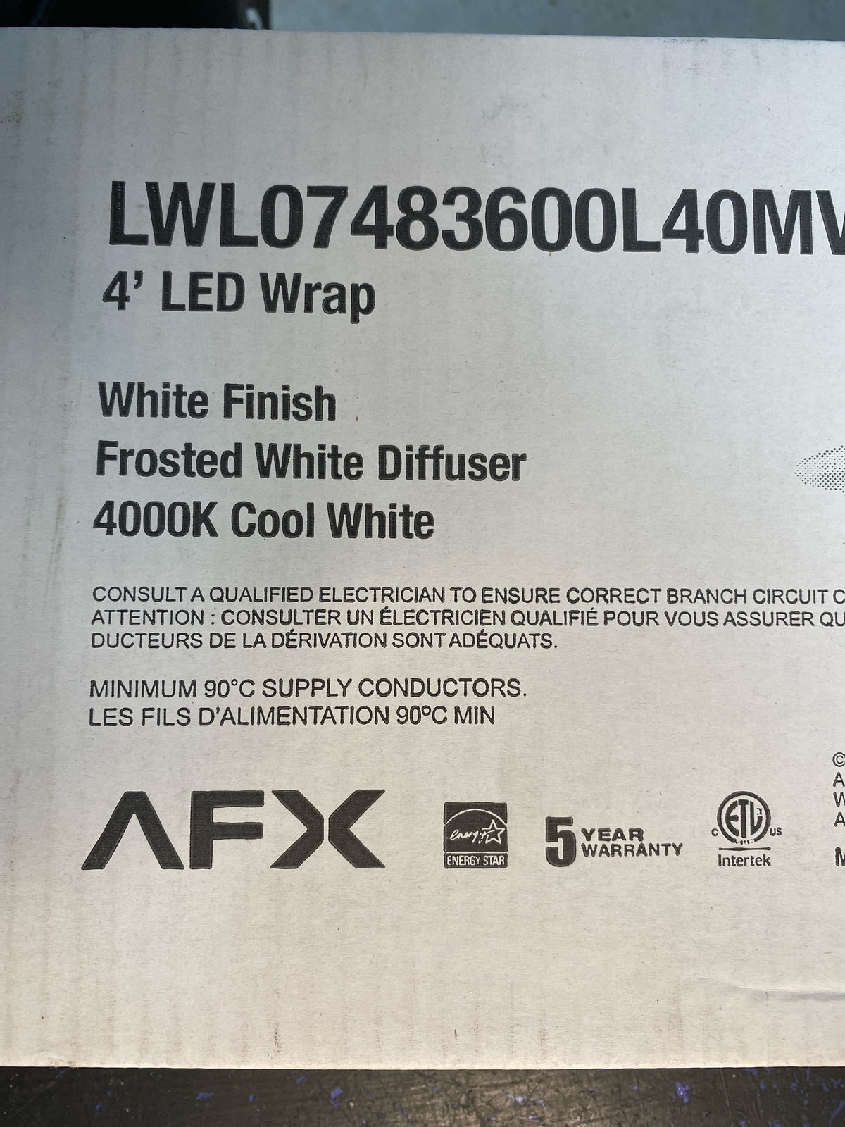 AFX LWL07483600L40MV LED Wrap 48" Wide LED Commercial Wrap Light - White
