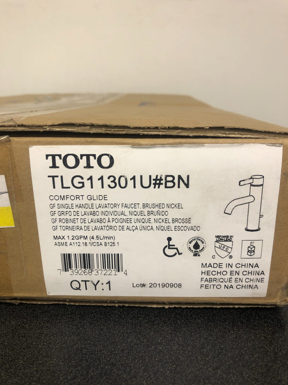 TOTO GF 1.2 GPM Single Hole Bathroom Faucet with Pop-Up Drain Assembly and Comfort Glide