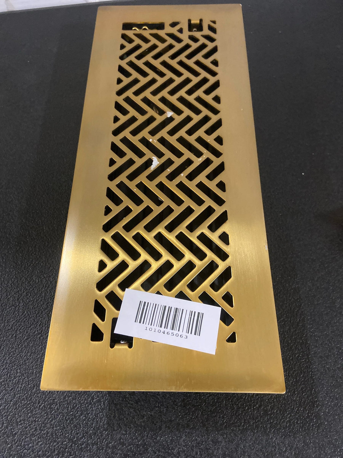 Hampton bay E1408BG04X12 Interwoven 4 in. x 12 in. Steel Floor Register in Brushed Gold