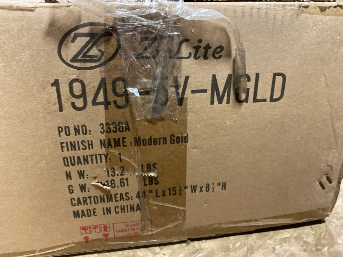 Unbranded 1949-5V-MGLD Grayson 40 in. 5-Light Modern Gold Vanity Light with Clear Etched Opal Glass Shade No Bulbs Included