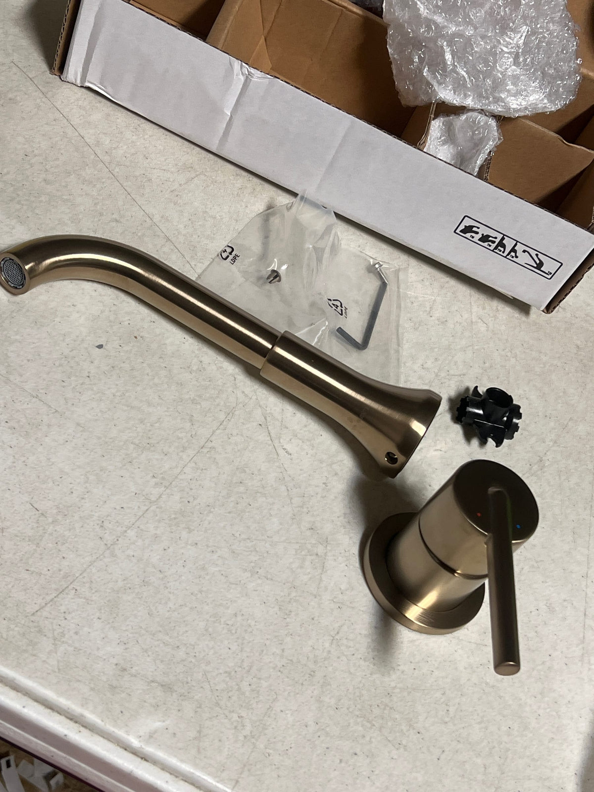 Delta T3559LF-CZWL Trinsic 1.2 GPM Wall Mounted Bathroom Faucet - Less Drain Assembly and Rough-In Valve - Champagne Bronze