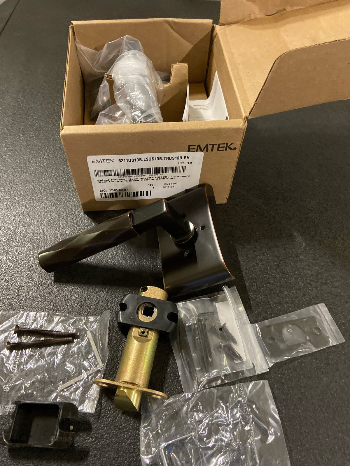 Emtek 520TRUS10B Tribeca Privacy Door Lever Set from the SELECT Brass Collection - Oil Rubbed Bronze