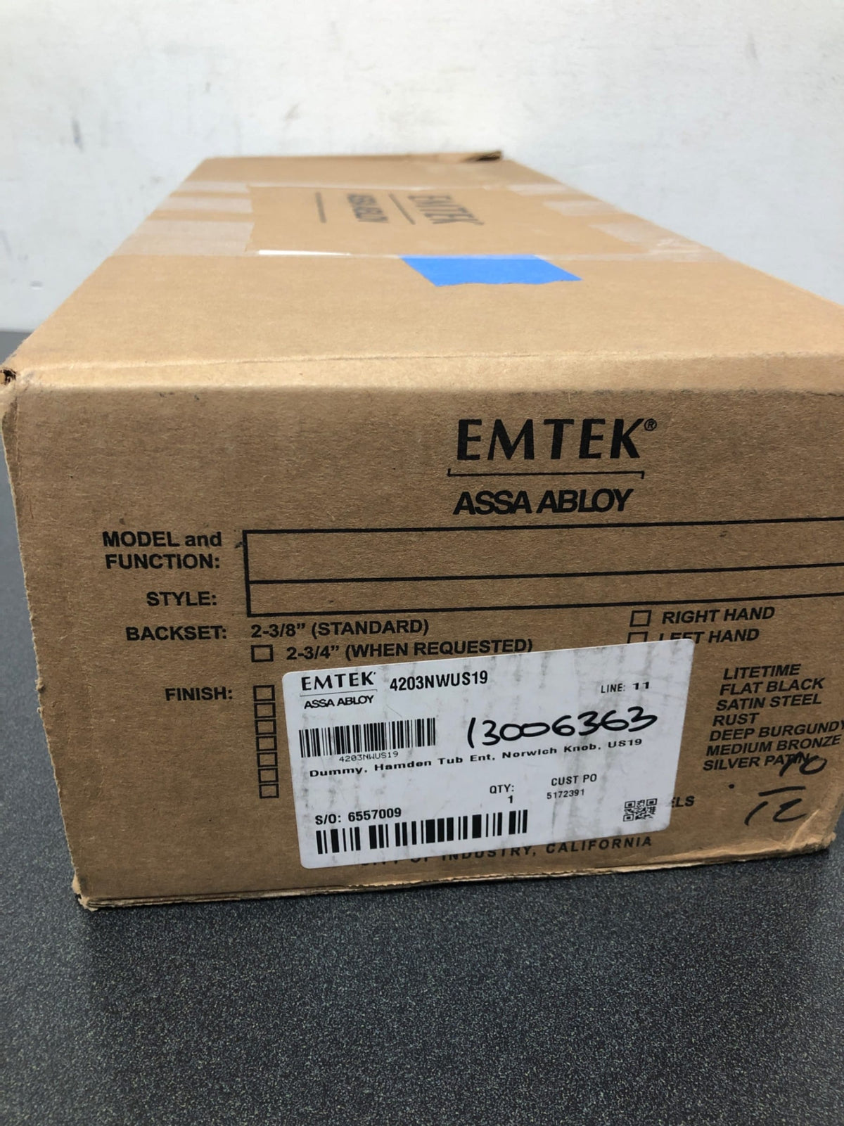 Emtek 4203US19 Hamden Full Dummy Handleset from the American Classic Collection - Flat Black