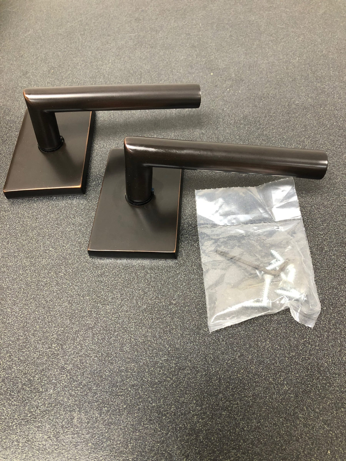 Emtek 5052STUUS10BLH Stuttgart Left Handed Non-Turning Two-Sided Dummy Door Lever Set with Modern Rectangular Rose from the Brass Modern Collection - Oil Rubbed Bronze