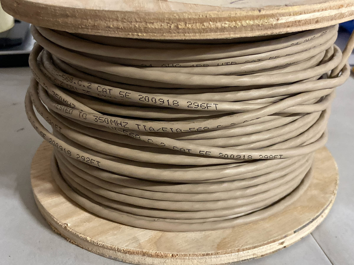 Southwire 56917648 300 ft. Tan 24/4 Solid CU CAT5e CMR-CMX Indoor/Outdoor Data Cable