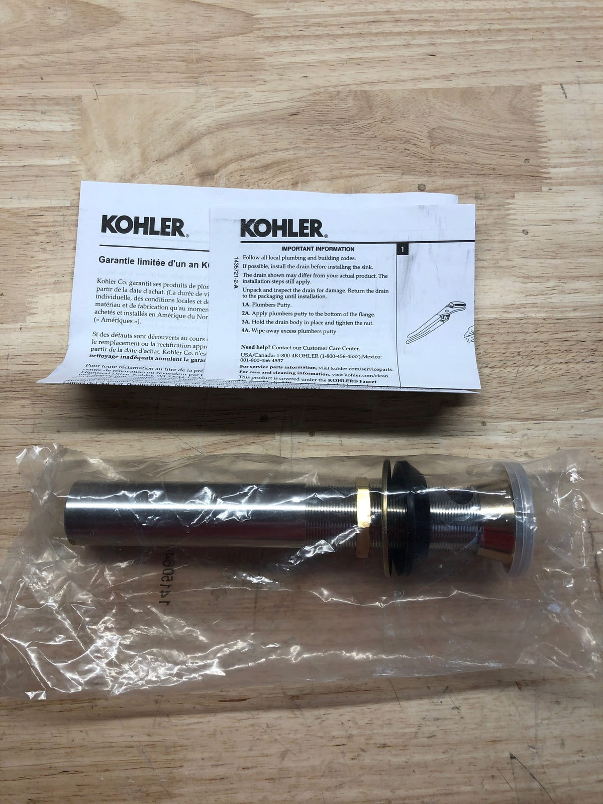 Kohler K-25322-BV Pop-Up Clicker Drain with Overflow - Vibrant Brushed Bronze