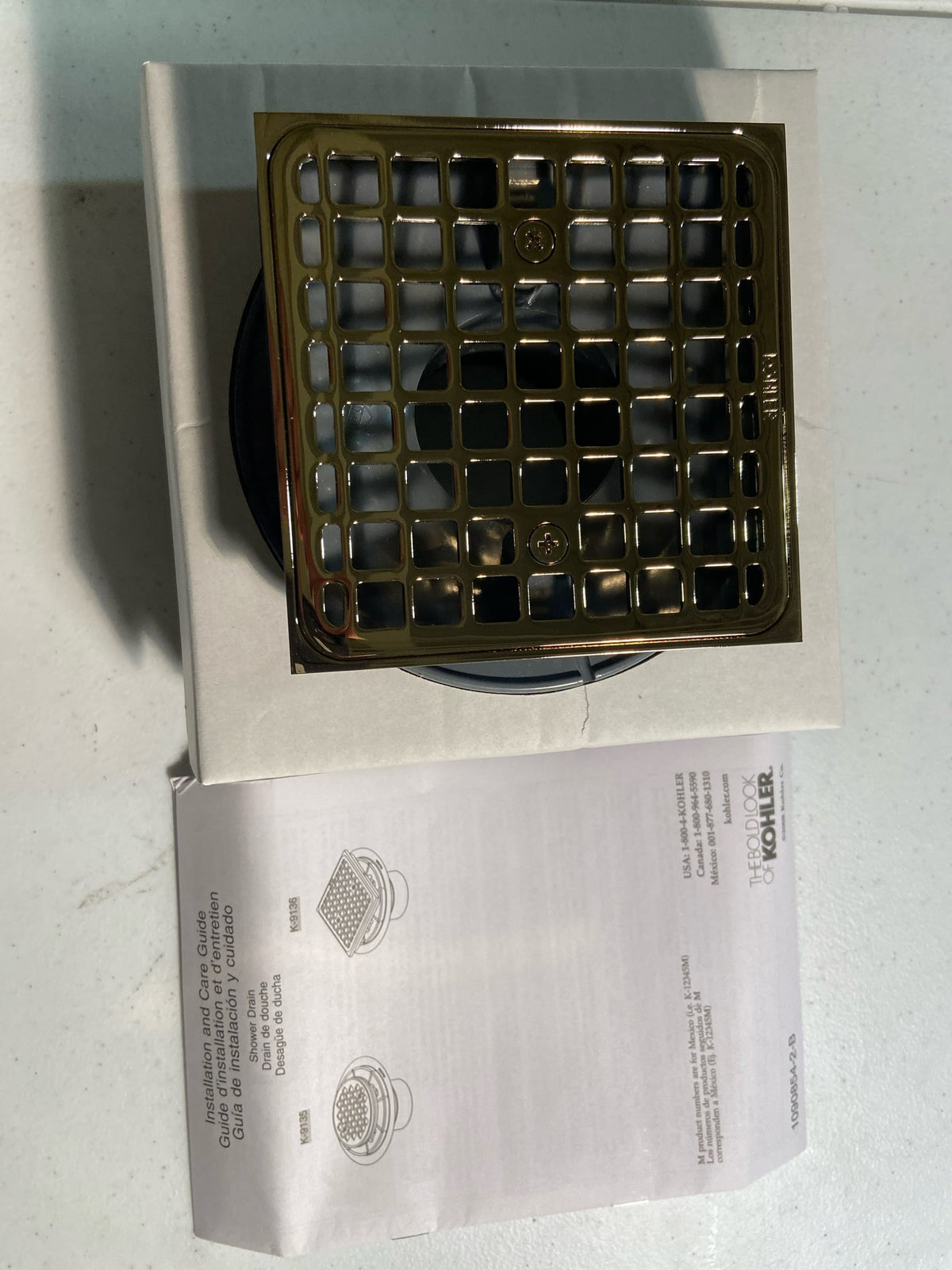 Kohler K-9136-AF Square Design Tile-In Shower Drain - French Gold