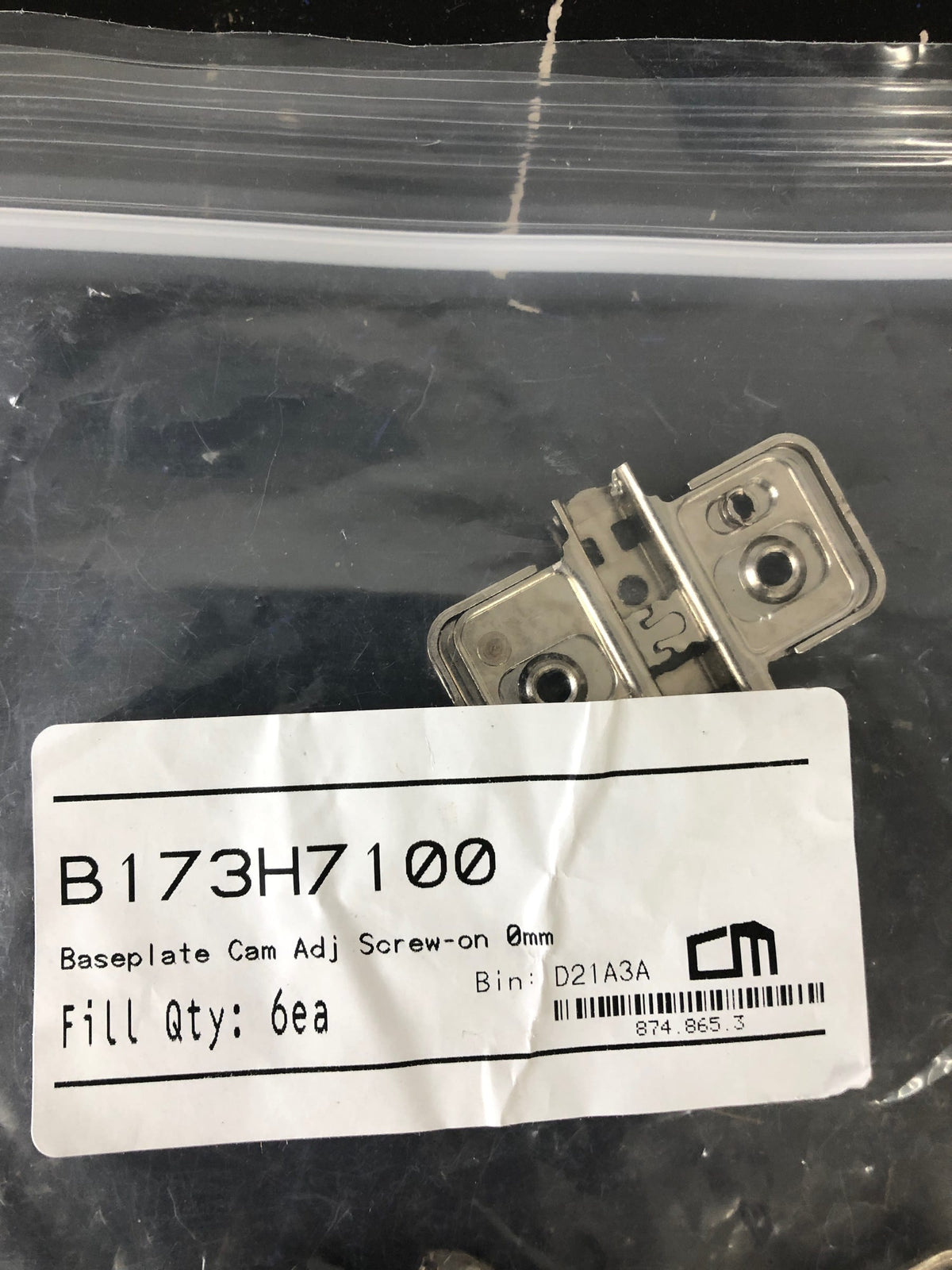 0 mm Screw-on Cam Adjustable Wing Baseplate for Blum Cliptop Hinges B173H7100