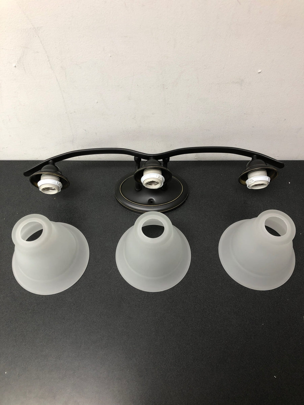 Progress Lighting P3192-20 Trinity 3 Light Bathroom Vanity Light with Etched Glass Shades - 24" Wide - Antique Bronze