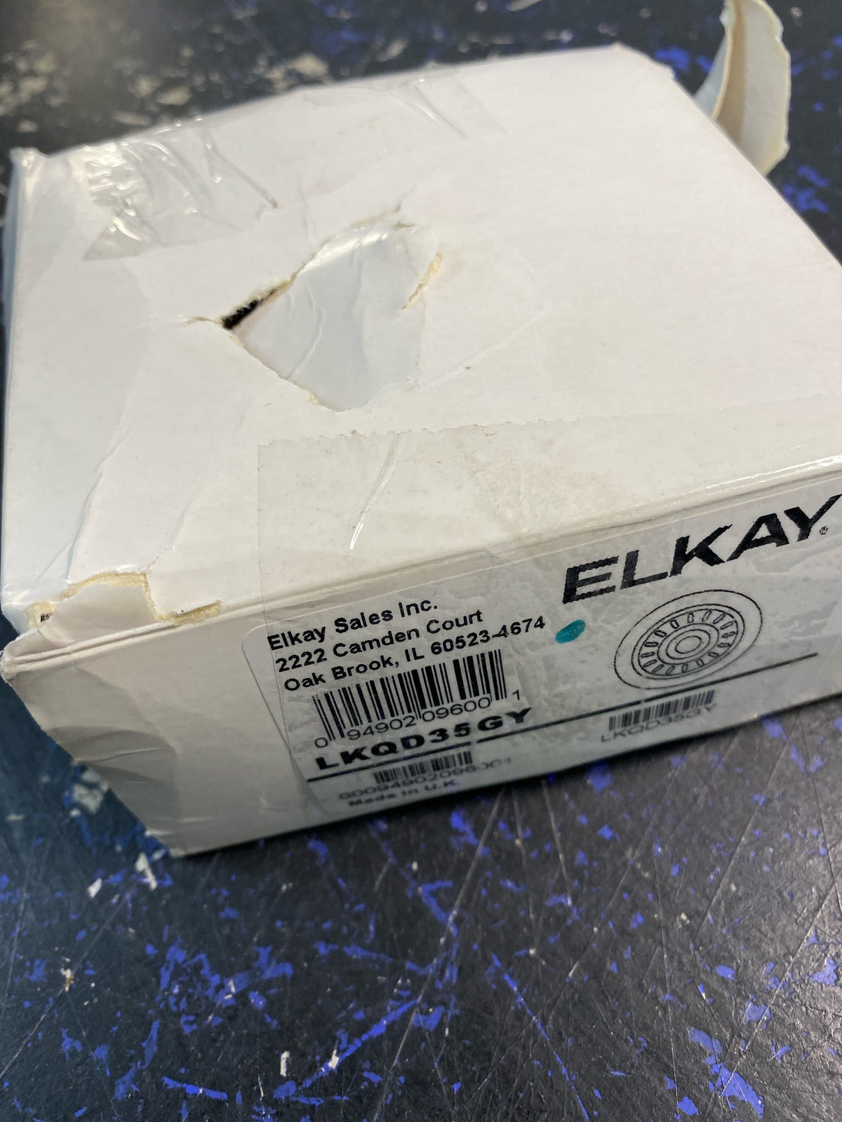 Elkay LKQD35GY Polymer 3-1/2" Disposer Flange with Removable Basket Strainer and Rubber Stopper - Dusk Gray