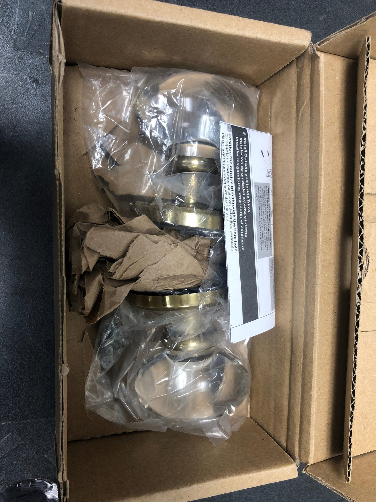 Emtek 805HTUS7 Hampton Reversible Non-Turning Two-Sided Dummy Door Knob Set with Classic Brass Rosette from the Crystal Collection - French Antique