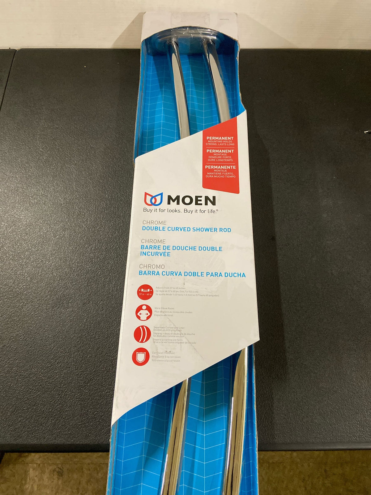 Moen DN2141CH Double 57" - 60" Adjustable Curved Shower Rod - Chrome
