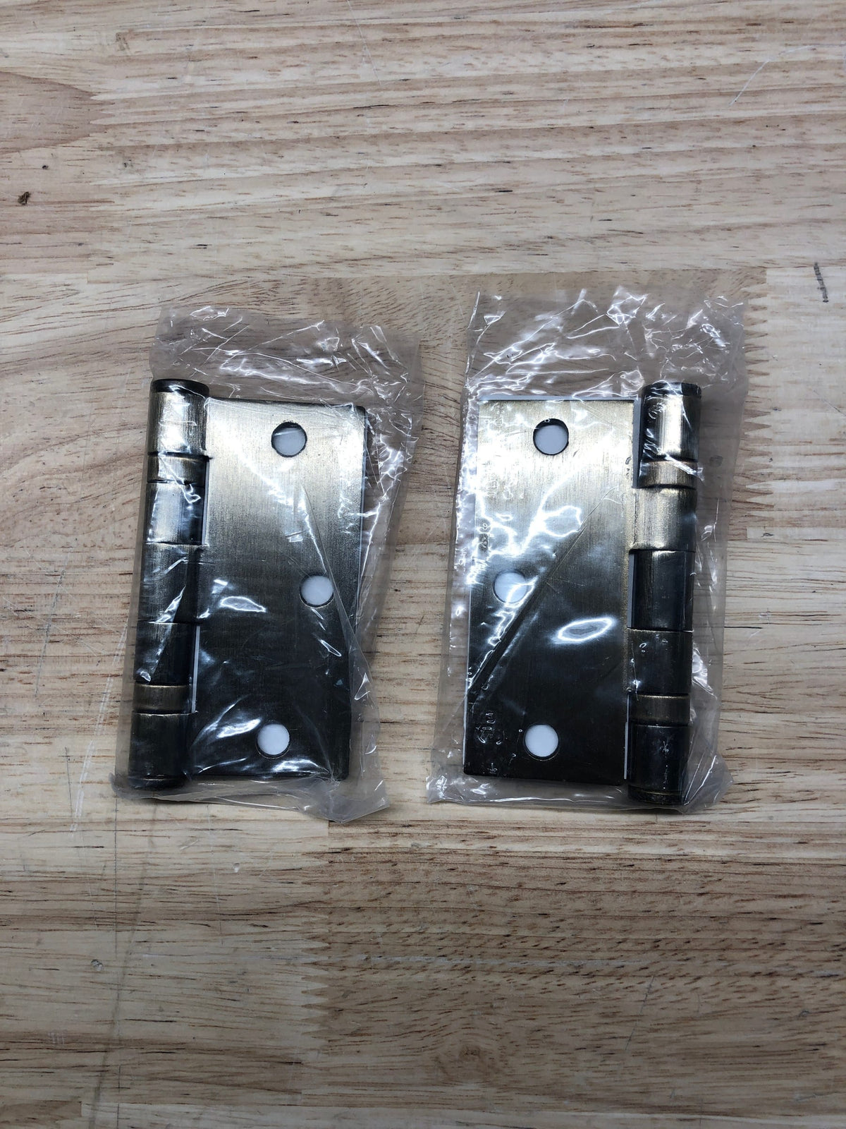 Emtek 94013US7 3-1/2" x 3-1/2" Plated Steel Heavy Duty Square Corner Ball Bearing Hinges - Pair - French Antique