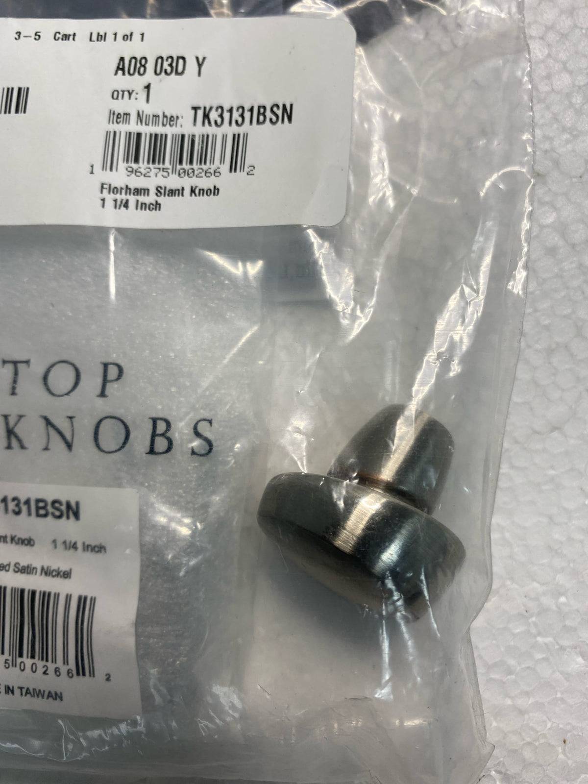 Top Knobs TK3131BSN Florham 1-1/4 Inch Mushroom Cabinet Knob - Brushed Satin Nickel