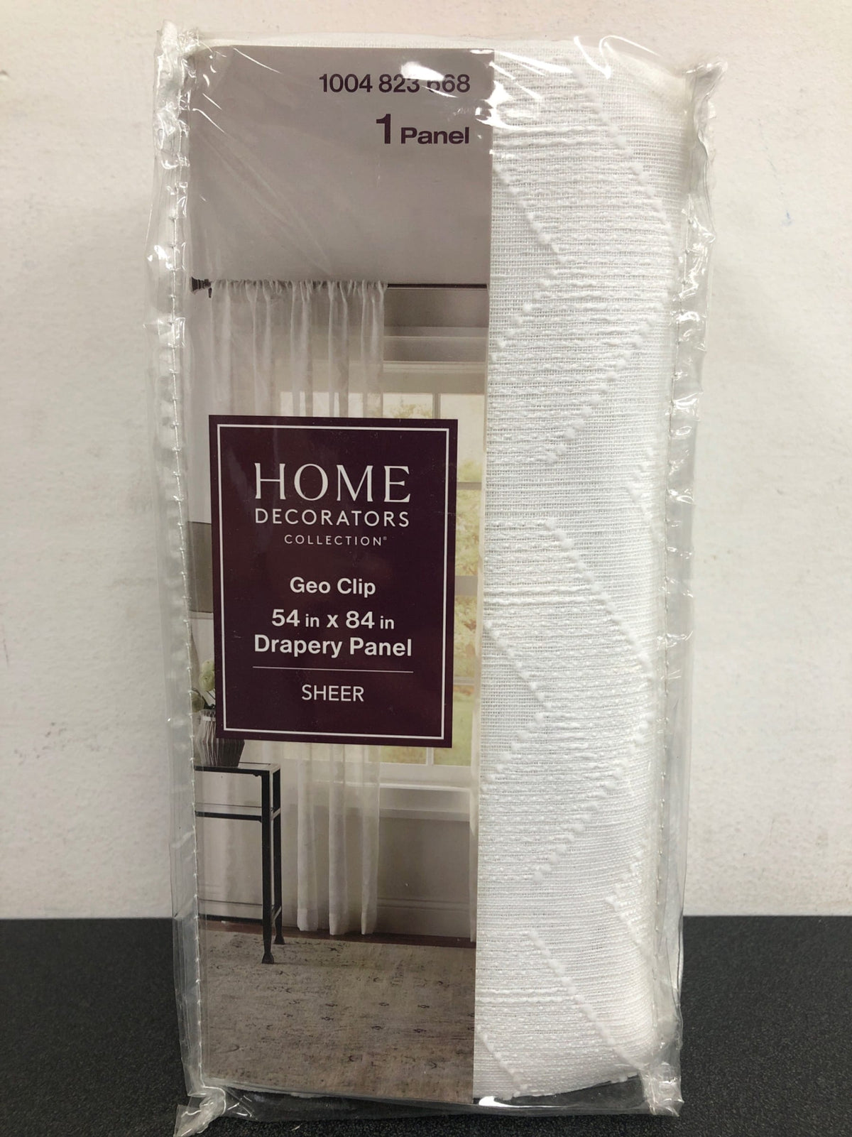 Home decorators collection FZH04LAFLWHT White Geometric Rod Pocket Sheer Curtain - 54 in. W x 84 in. L
