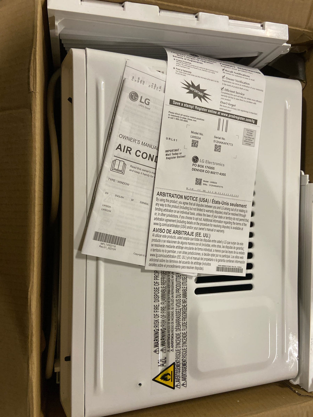 LG LW5024 5,000 BTU 115V Window Air Conditioner with 2-Way Air Direction - White