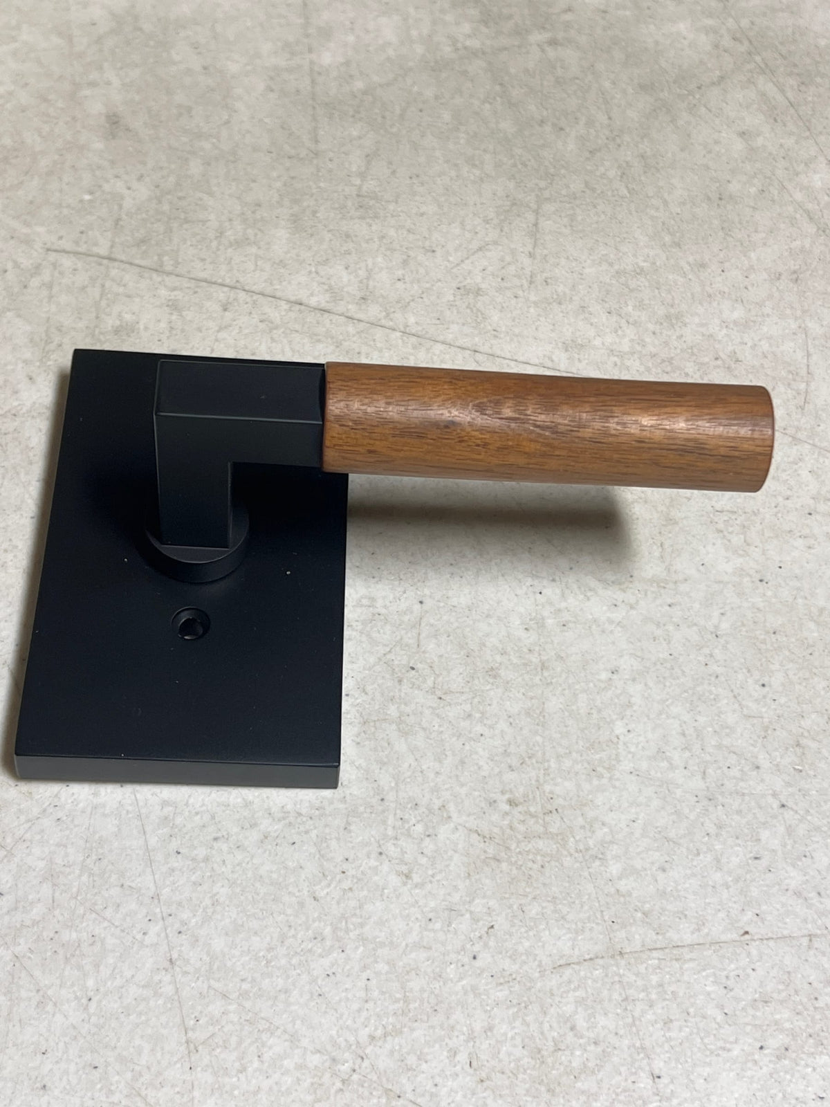 Sure-Loc LV100 FBL GRIP-WN Levanto Non-Turning One-Sided Dummy Door Lever with Rectangle Rose - Flat Black / Walnut