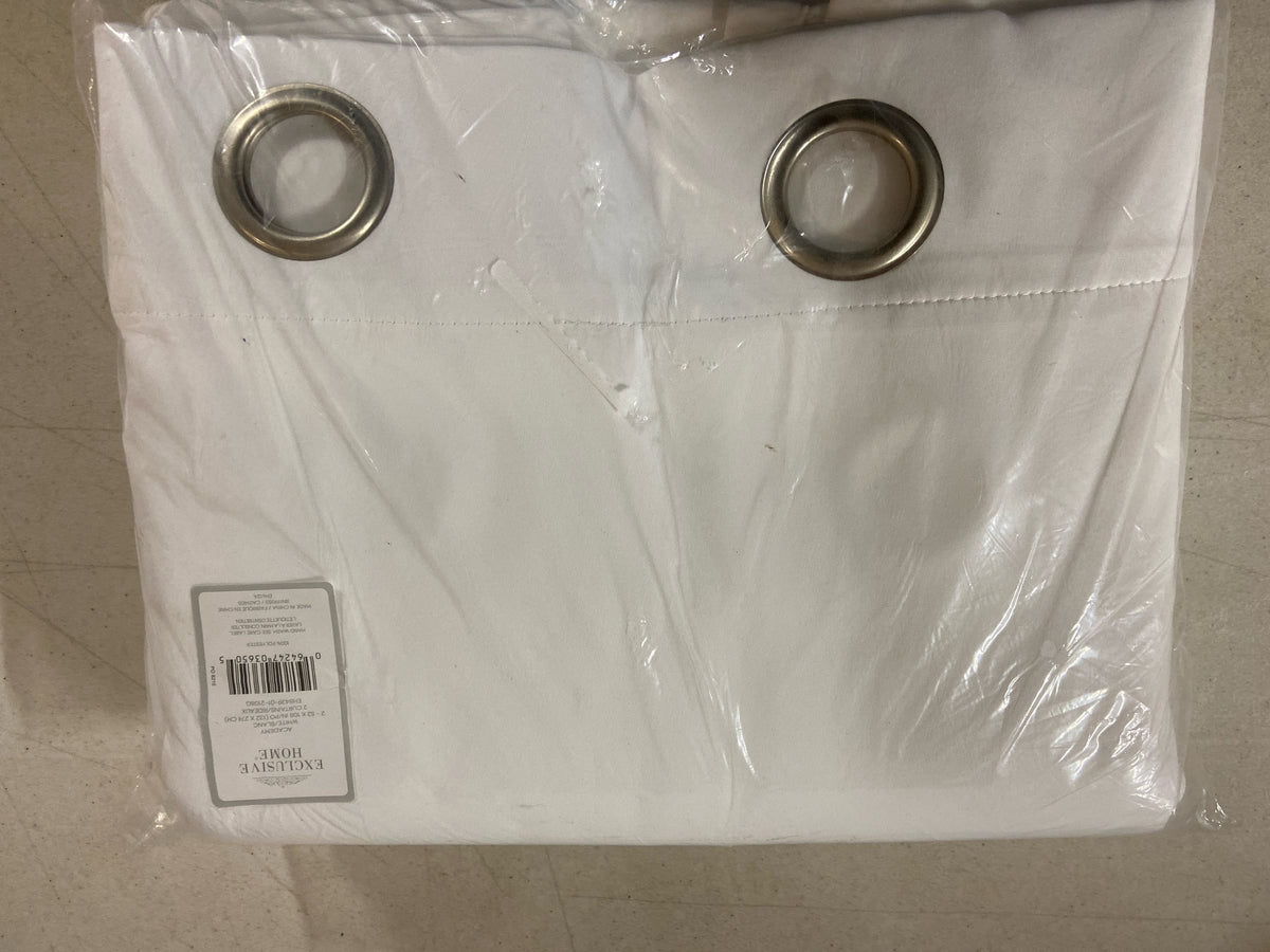 Exclusive home EH8439-01-2108G Academy White Solid Blackout Grommet Top Curtain, 52 in. W x 108 in. L (Set of 2)