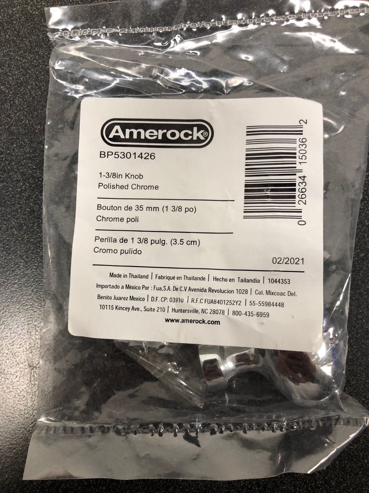 Amerock BP5301426 Vaile 1-3/8 Inch Oval Cabinet Knob - Polished Chrome