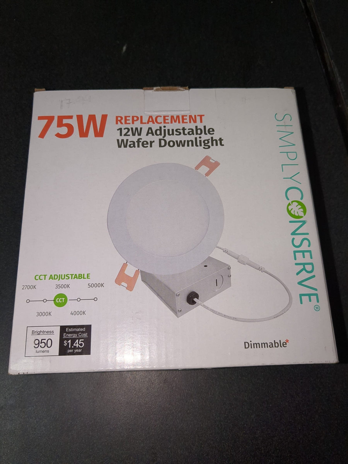 Simply Conserve L12-DLR6-27/50-D-ADJ 6" Integrated LED 12W Flat Canless Recessed Trim - IC Rated - White
