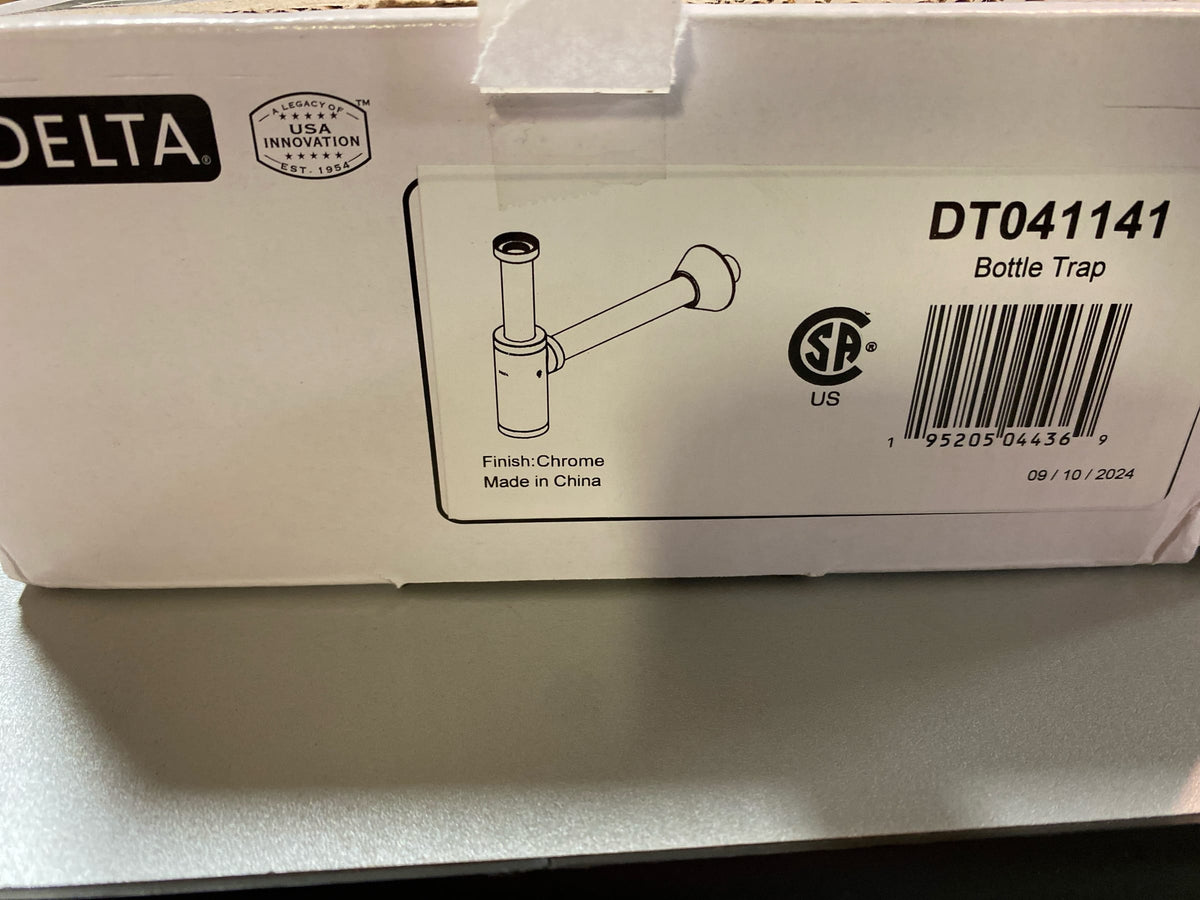 Delta DT041141 Decorative P-trap Bottle Trap with 12" Straight Arm and 1-1/4" Connection - Chrome